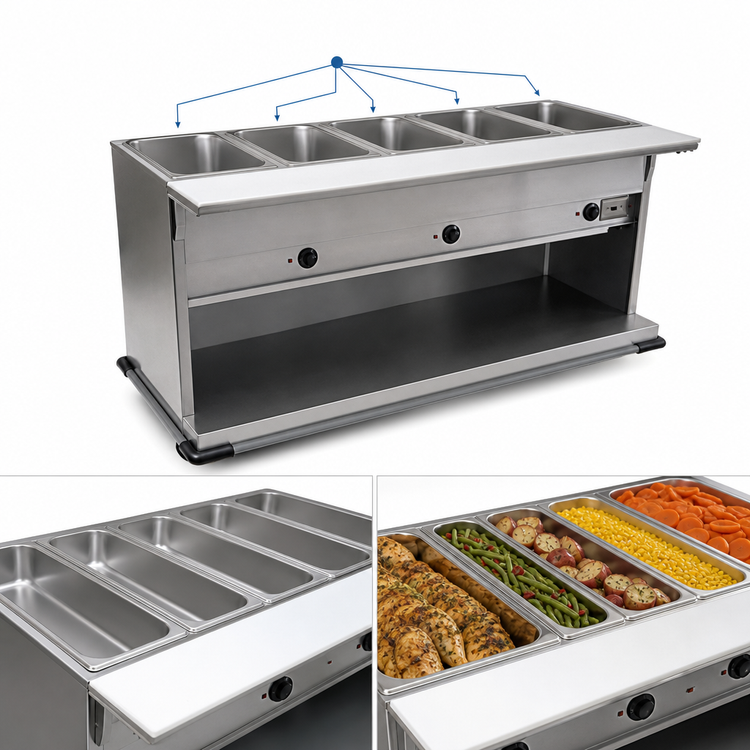 Product image #3 for Spec-Master Portable 5-Well Electric Hot Food Table with Cutting Board