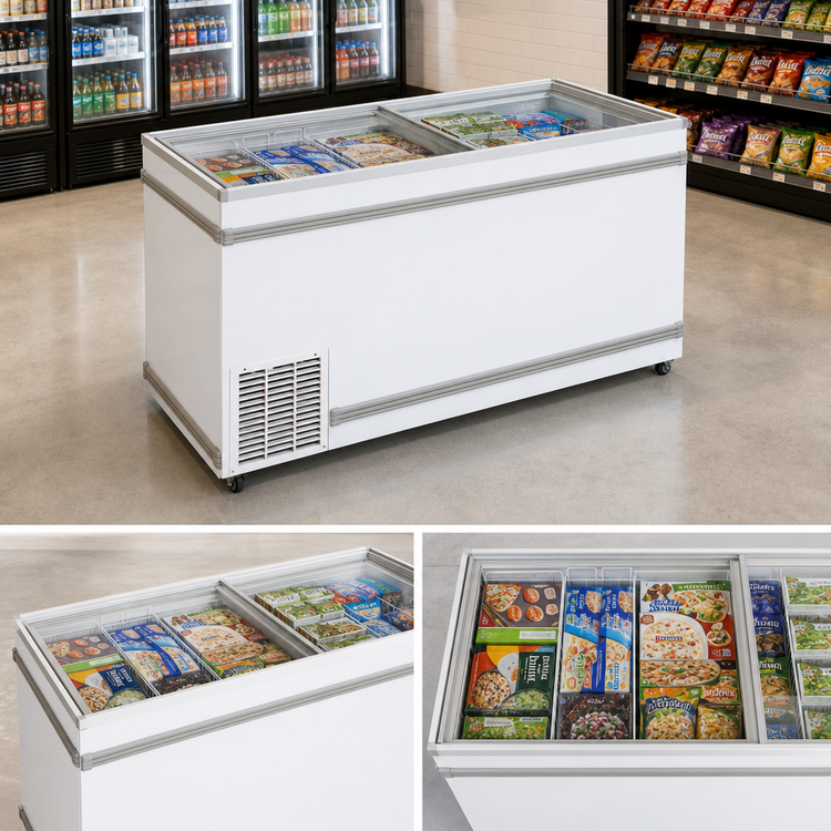 Product image #3 for Turbo Air TFS-20F-N Top Open Island Chest Freezer with 2 Sliding Glass Lids, 20.29 Cu. Ft., White
