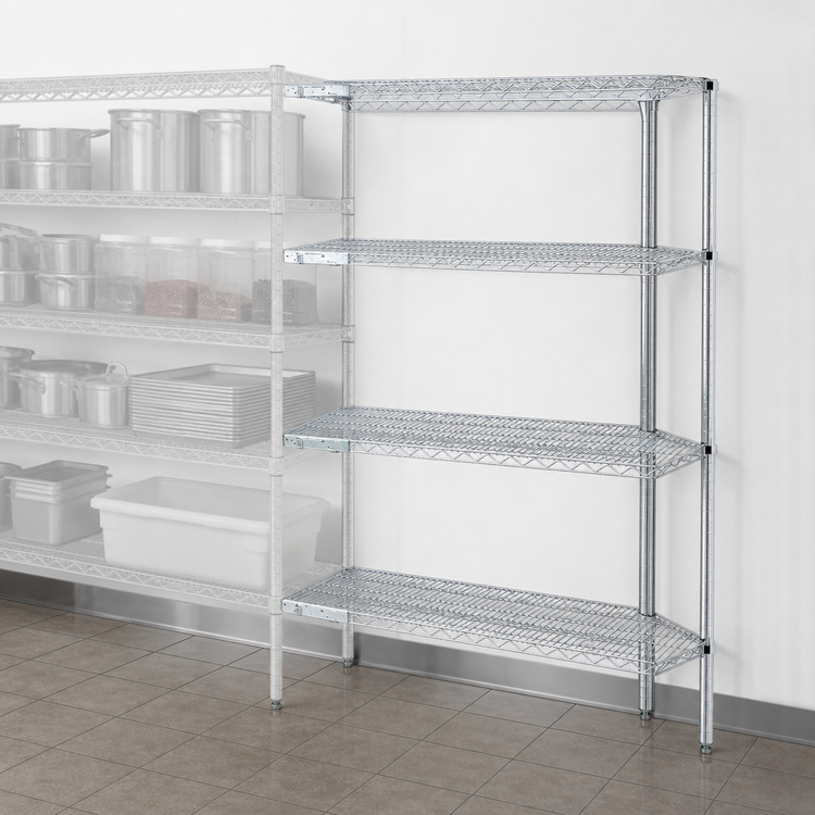 Product image #3 for Eagle Group QuadTruss 4-Tier Add-On Wire Shelving Unit, 42W x 21D x 74H, Chrome-Plated