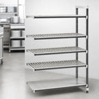 Thumbnail image #3 for Cambro Camshelving® Elements EXA214284VS5480 Stationary Add-On Polymer Shelving Unit, 21 x 42 x 84 Inches, 5-Shelf, Vented & Solid, Speckled Gray