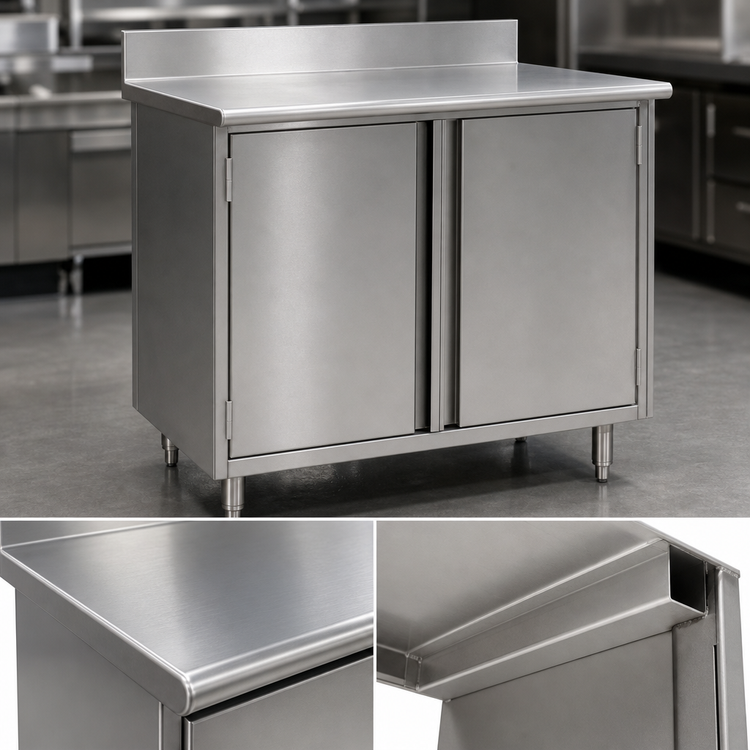 Product image #3 for Spec-Master 72-Inch x 30-Inch Stainless Steel Enclosed Worktable with Hinged Doors and Backsplash