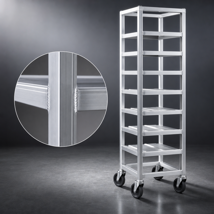 Product image #3 for Channel Lifetime Tough Extra Heavy-Duty Universal Platter Rack Cart, 5-Shelf, End-Load Aluminum