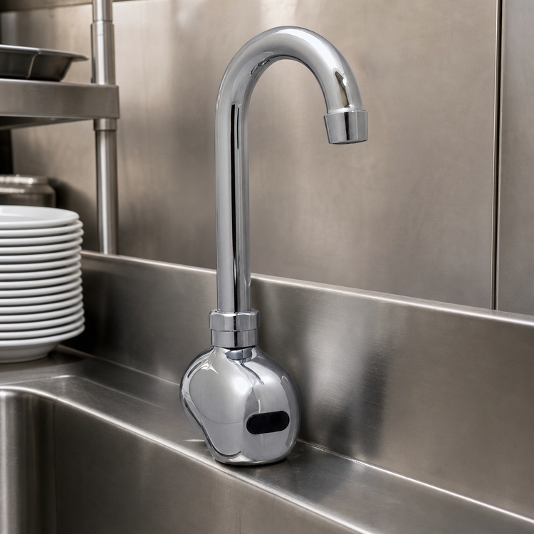 Product image #3 for BK Resources Heavy Duty Electronic Faucet with 5-Inch Gooseneck Spout, Splash Mount