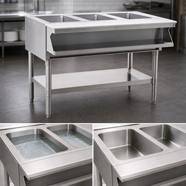 Product image #3 for Eagle Group 2-Well Sealed Well Electric Hot Food Table, Open Shelf Base, Wet/Dry Operation, 33 Inch Wide, 208V/3-Phase
