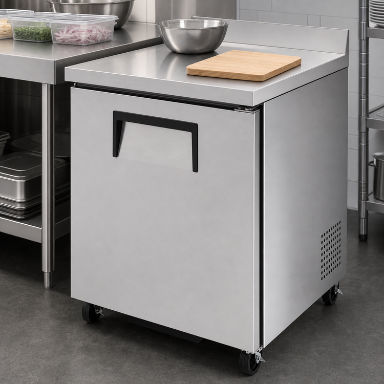 Product image #3 for True One-Section 1-Door Worktop Freezer, -10°F, Rear-Mounted Self-Contained Refrigeration, Stainless Steel Top with Rear Splash