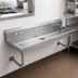 Thumbnail image #3 for John Boos Wall Mount Multi-Station Hand Wash Sink, 80 x 19-5/8 Inch, 4 Sets of 4-Inch O.C. Faucet Holes