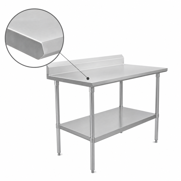 Product image #3 for John Boos Stallion 60 Inch x 24 Inch 16-Gauge Stainless Steel Top Work Table with 5 Inch Backsplash and Adjustable Undershelf
