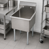 Thumbnail image #3 for BK Resources 1-Compartment Stainless Steel Utility Sink with 24 x 24 x 14-Inch Bowl, 9-Inch Backsplash, and Galvanized Legs