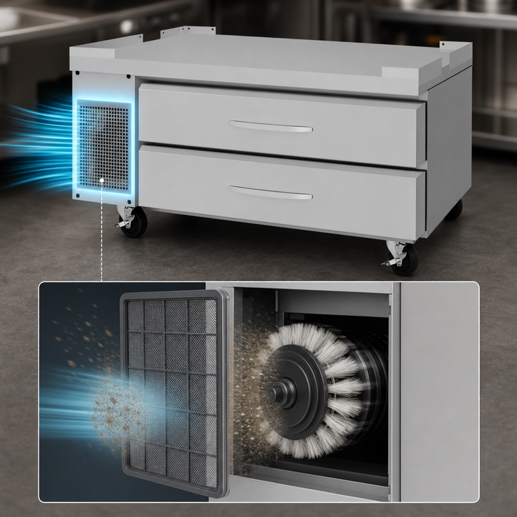 Product image #3 for Turbo Air PRO Series 60-Inch Stainless Steel Flat Top Chef Base Freezer with 2 Drawers