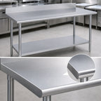 Thumbnail image #3 for Duke Manufacturing 316-3648-5R Stainless Steel Work Table with 5-Inch Riser, 16-Gauge 300 Series Top, Galvanized Undershelf, 48 x 36 Inches