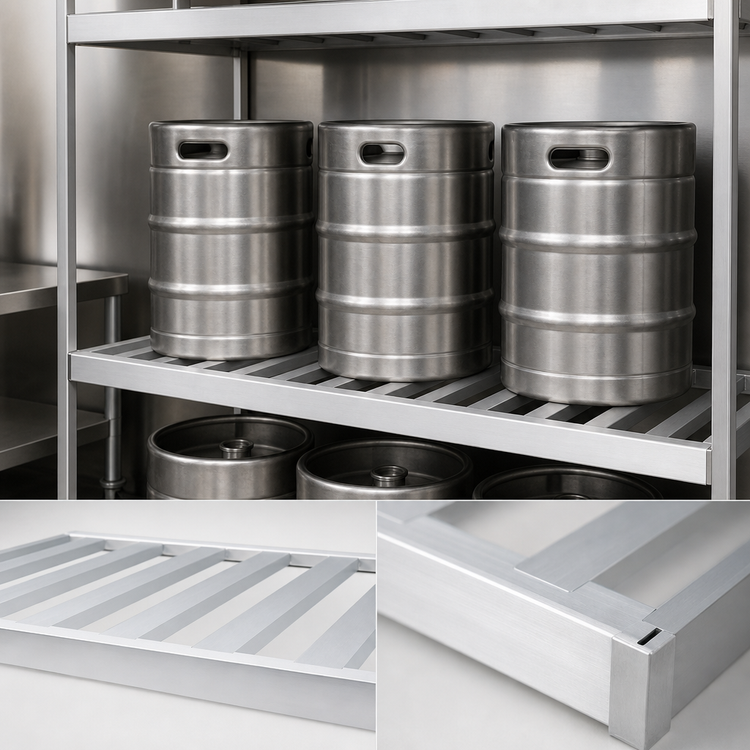 Product image #4 for Aluminum Keg Rack Shelf for Top Shelf Only, 42 Inches W x 34 Inches D