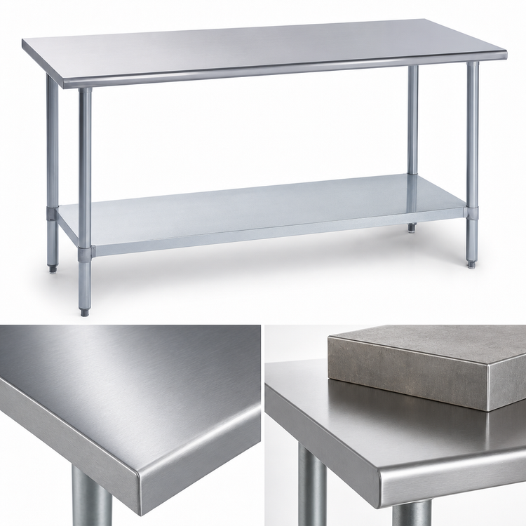 Product image #3 for Duke Manufacturing 48-Inch x 30-Inch Stainless Steel Top Work Table with Galvanized Undershelf and Posts