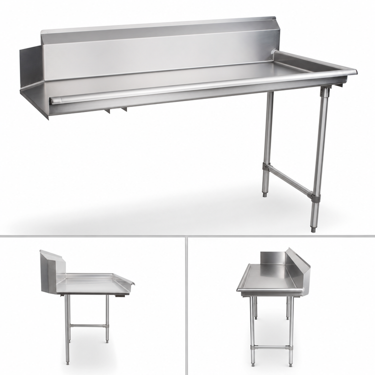Product image #3 for Omcan 72-Inch Stainless Steel Clean Dish Table, Right Side, Straight Design
