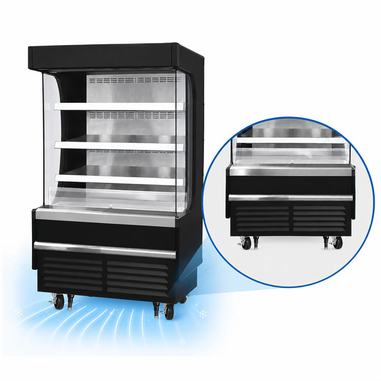 Product image #3 for Everest Refrigeration Vertical Open Display Merchandiser, 37-1/4 Inch Wide, 9.3 Cu. Ft., Self-Contained Bottom Mount, Black Exterior