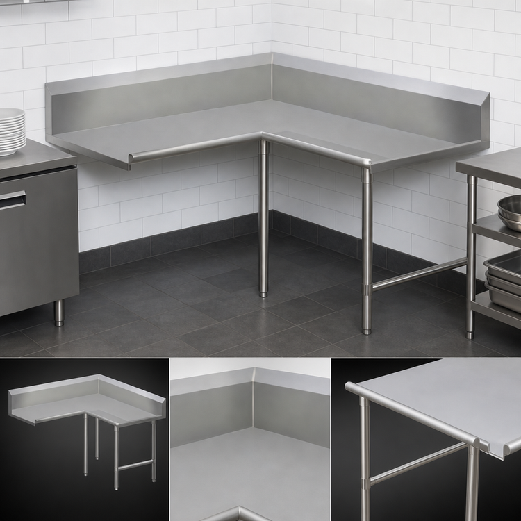 Product image #3 for John Boos Pro-Bowl Premium Corner Clean Dishtable, 60 x 48 Inches, Left-To-Right, 14-Gauge Stainless Steel