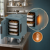 Thumbnail image #4 for Cambro Ultra Pan Carrier Heated Front-Loading Food Carrier With Casters, 1 Compartment, 6-Pan Capacity, 110V, Slate Blue