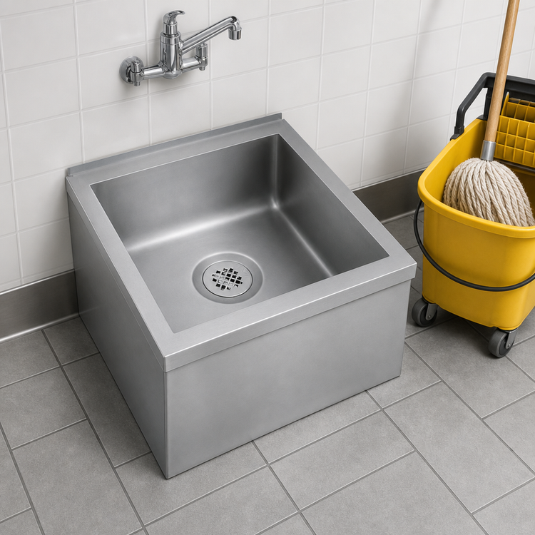 Product image #3 for Advance Tabco Floor-Mounted Stainless Steel Mop Sink with 15 x 15 x 10 Bowl