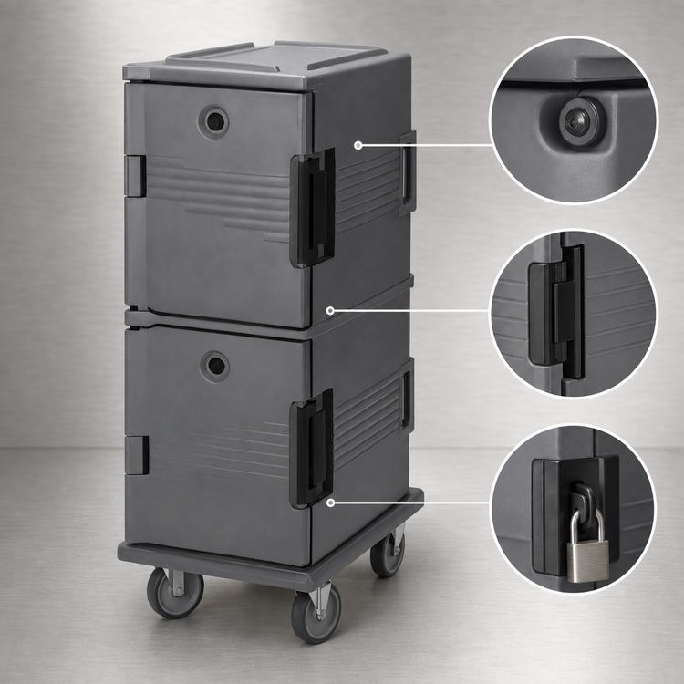 Product image #4 for Cambro Ultra Camcart Insulated Double-Compartment Front-Loading Food Pan Carrier for Full-Size Pans, Security Package