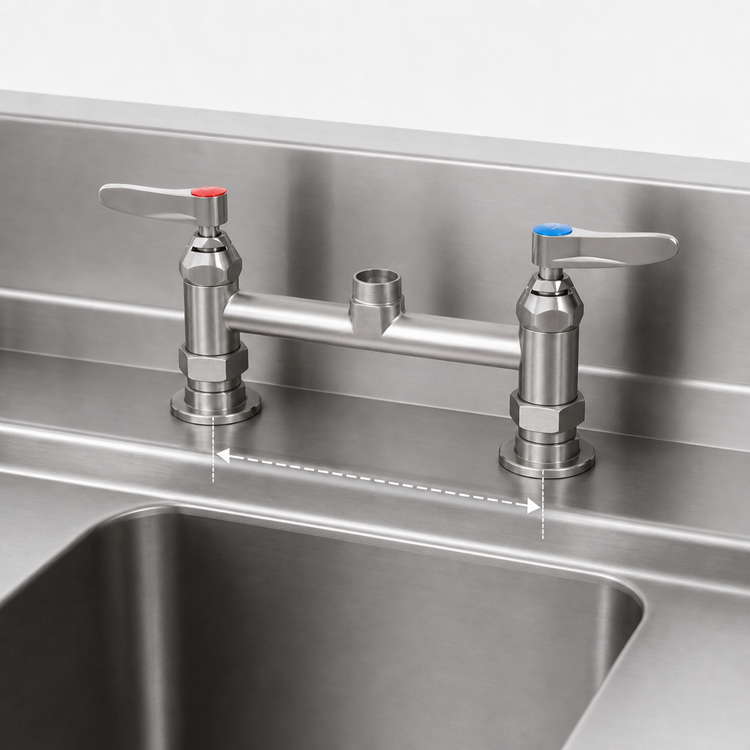 Product image #4 for EverSteel 8-Inch Center Stainless Steel Deck Mount Manual Mixing Faucet with Swivel Outlet, Less Nozzle