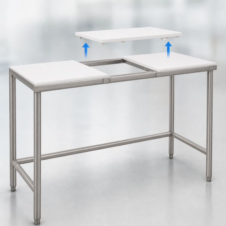 Product image #3 for Eagle Group 60 Inch x 30 Inch Poly Top Cutting Table with Stainless Steel Tubular Base