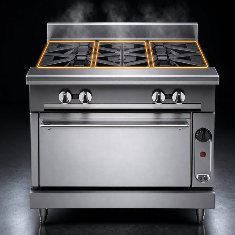Product image #3 for Vulcan V Series Heavy Duty 36-Inch Gas Range with 3 Hot Tops and Cabinet Base