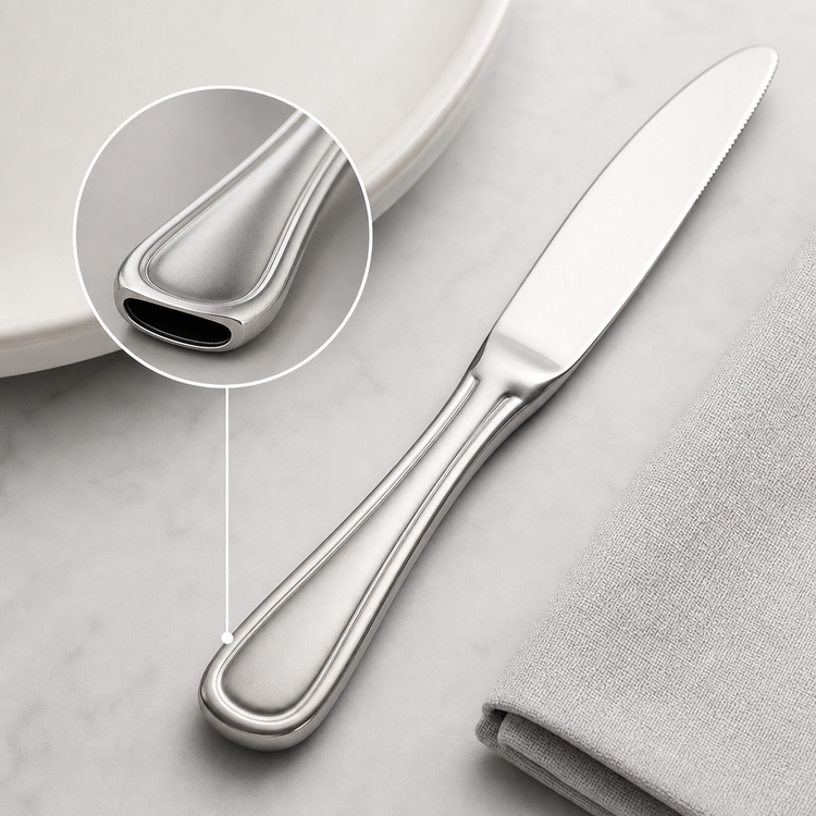 Product image #3 for Avalon 9-1/8 Inch Hollow-Handle Extra-Heavy Weight Table Knife, 18/8 Stainless Steel, Mirror Finish