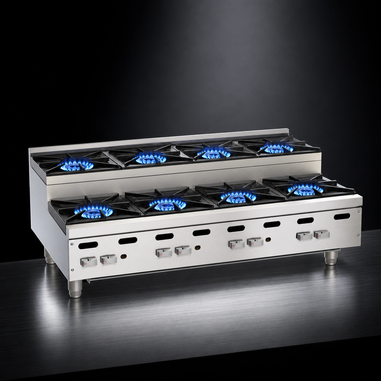 Product image #3 for Vulcan Achiever 48-Inch Countertop Heavy Duty Gas Hot Plate with 4 Open Burners and 4 Step-Up Burners