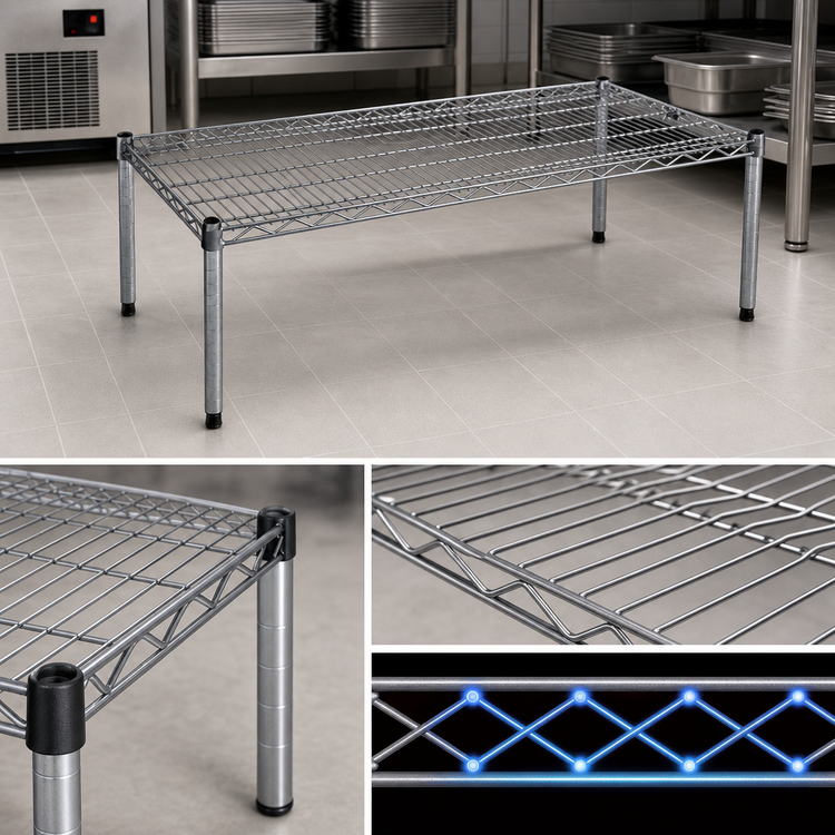 Product image #3 for Eagle Group Chrome Wire Platform Dunnage Rack with QuadTruss Design, 24 x 21 Inches
