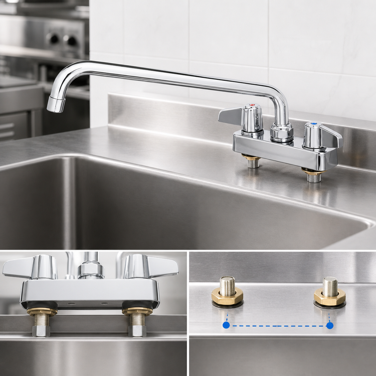 Product image #3 for equip 4-Inch Centers Deck-Mount Workboard Faucet with 10-Inch Swing Nozzle