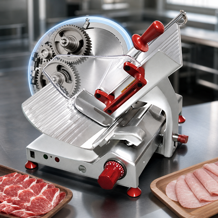 Product image #3 for Trento 13-Inch Gear-Driven Manual Gravity Feed Commercial Meat Slicer, 120V, 1/2 HP