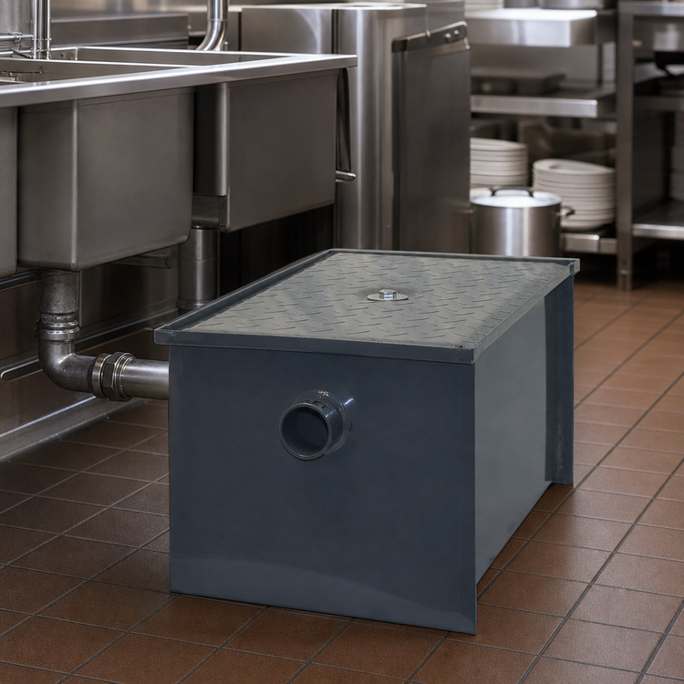 Product image #3 for John Boos GT-14 14 lb. Carbon Steel Grease Interceptor, 7 GPM, 2-Inch Inlet/Outlet