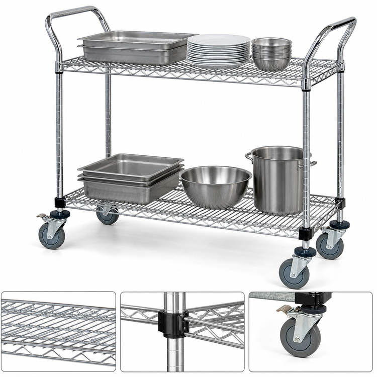 Product image #3 for 42 x 18-Inch 2-Shelf Stainless Steel Wire Utility Cart