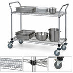 Thumbnail image #3 for Quantum WRSC-1842-2 42 x 18-Inch 2-Shelf Stainless Steel Wire Utility Cart, 1,200 lb. Capacity, U-Handles