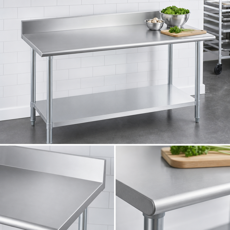 Product image #3 for Duke 30-Inch x 24-Inch Stainless Steel Work Table with 5-Inch Riser and Galvanized Undershelf