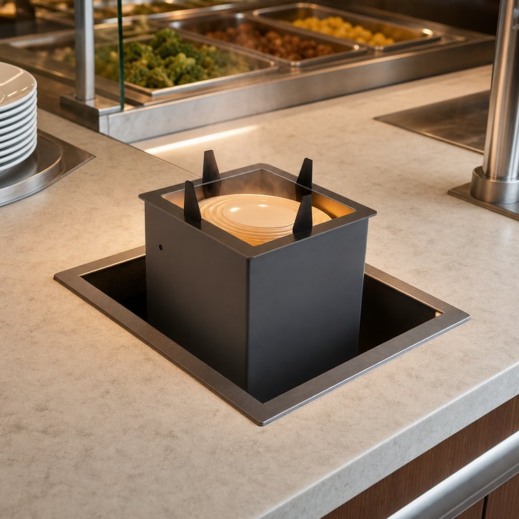 Product image #3 for Atlas Metal Heated Drop-In Oval Platter Dispenser for 10-1/2 x 8-3/8 Inch Platters