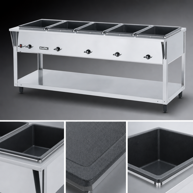 Product image #3 for Vollrath ServeWell SL 5-Well Electric Hot Food Table, 76-Inch, 120V, Open Shelf Base