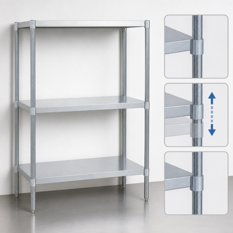 Product image #3 for BK Resources Dry Storage Shelving Unit, 55"W x 24"D x 60"H, 3 Adjustable Galvanized Shelves