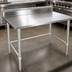 Thumbnail image #3 for John Boos Stallion 48-Inch x 30-Inch 14-Gauge 300 Series Stainless Steel Work Table with 5-Inch Backsplash and Galvanized Base