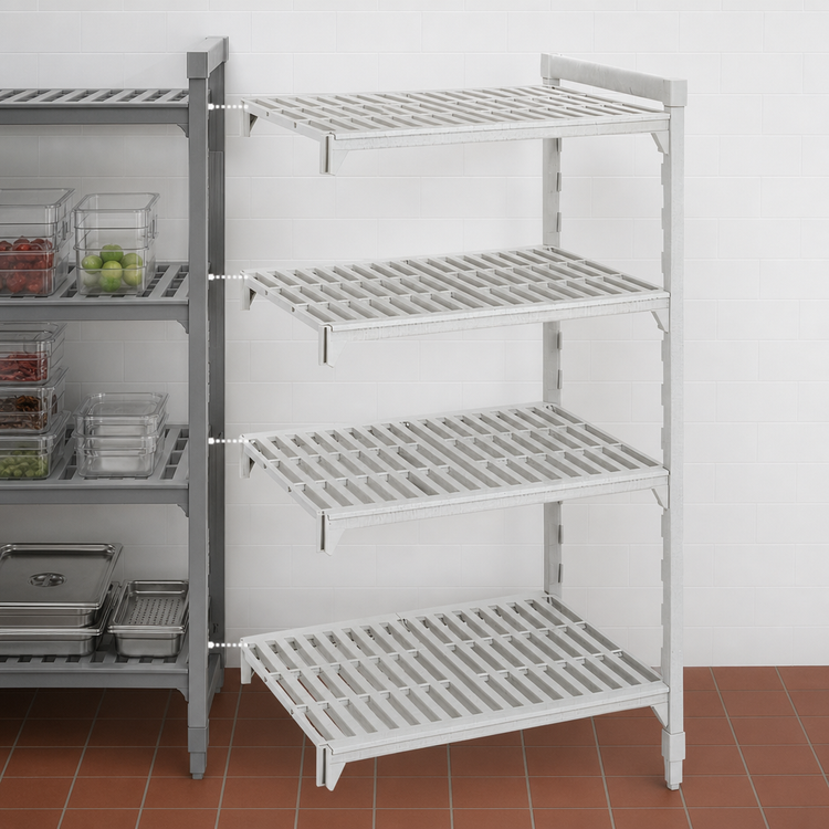 Product image #4 for Cambro Camshelving Premium 24-Inch W x 24-Inch D x 72-Inch H 4-Shelf Vented Polymer Shelving Add-On Unit