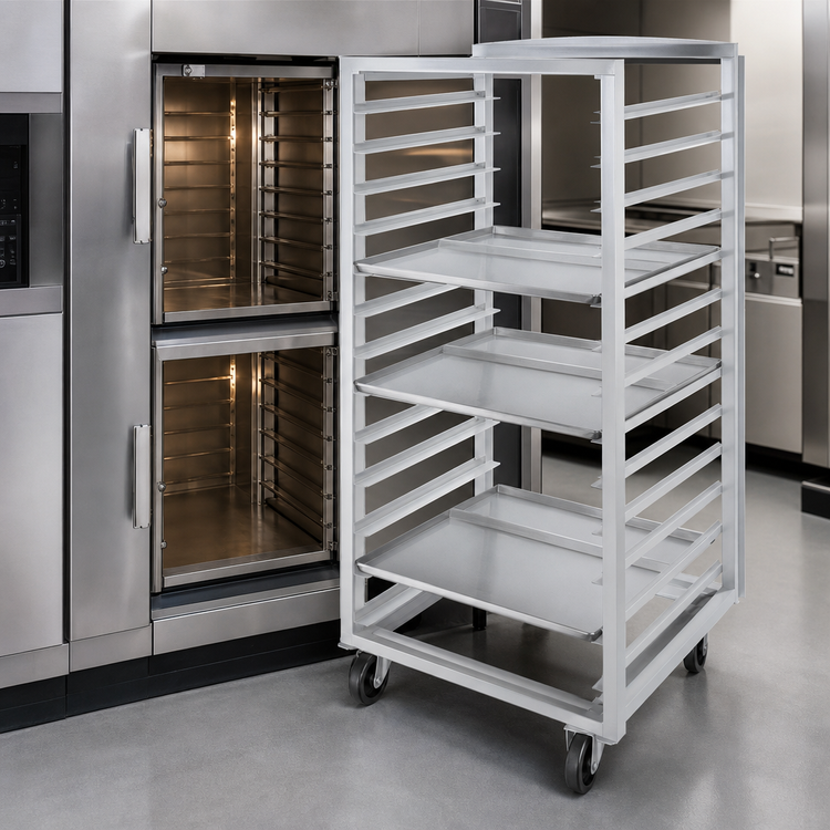 Product image #3 for Channel Manufacturing Double Section Side-Loading Aluminum Bun Pan Oven Rack for 20 Full-Size Pans