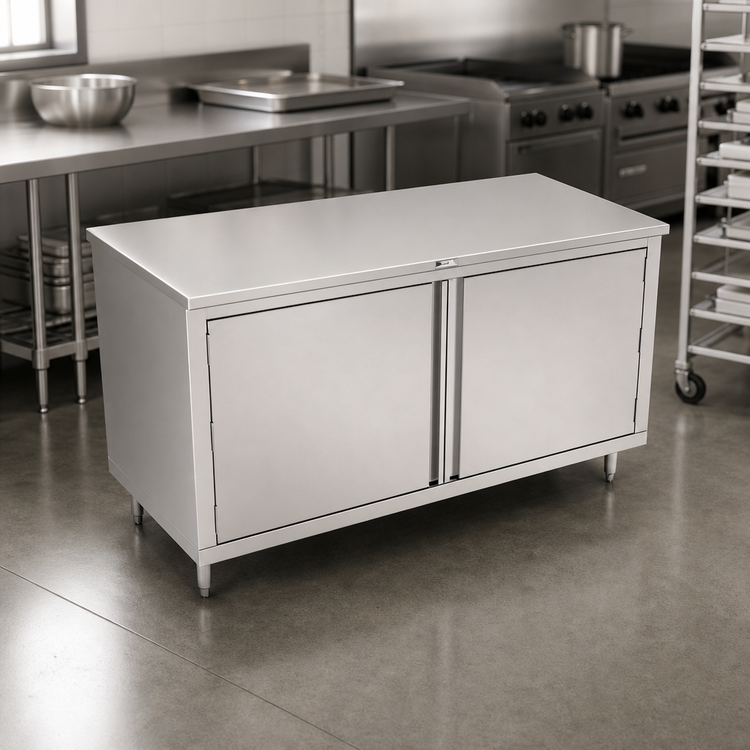 Product image #3 for John Boos 48-Inch x 36-Inch Stainless Steel Enclosed Work Table with Cabinet Base and Hinged Doors