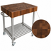 Thumbnail image #3 for John Boos Cucina D'Amico Walnut End Grain Butcher Block Cart with Stainless Steel Base and Locking Casters