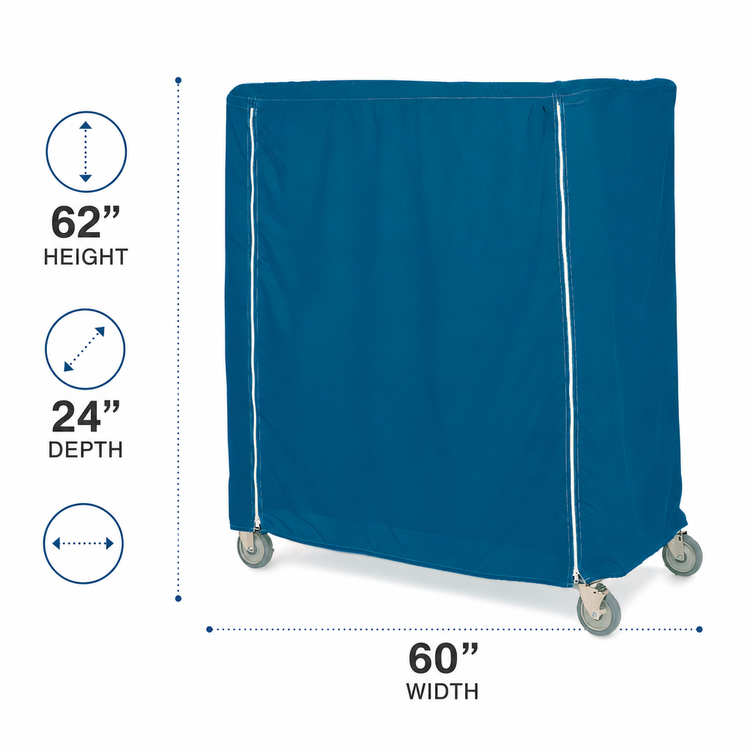 Product image #3 for Metro Waterproof Vinyl-Nylon Queen Mary & Banquet Cart Cover, Mariner Blue, 60 x 24 x 62 Inches