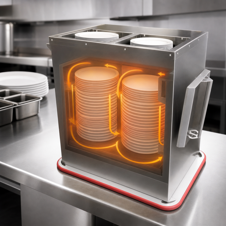 Product image #3 for Carter-Hoffmann 2-Silo Enclosed Heated Combo Plate and Base Heater, 120 Bases or 150 Plates