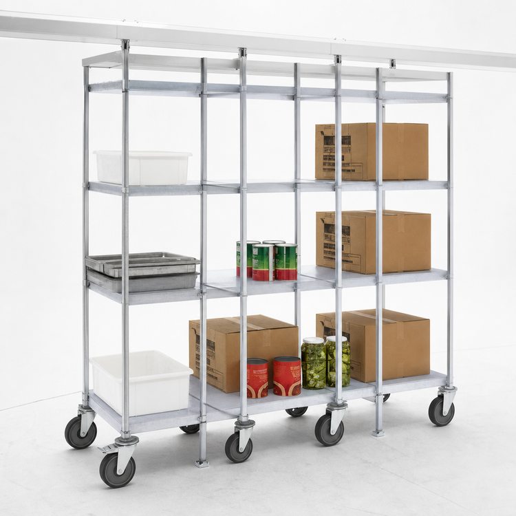 Product image #3 for Eagle Master Trak Overhead Track Shelving Mobile Unit Kit for 36-Inch-Deep Shelves, 74-Inch Posts, 900 lb Capacity