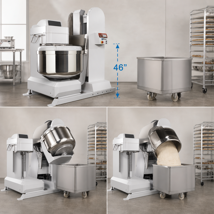 Product image #3 for Univex Silverline SL160LB Overturnable Spiral Mixer with Built-In Lifter, 350 lb Dough Capacity