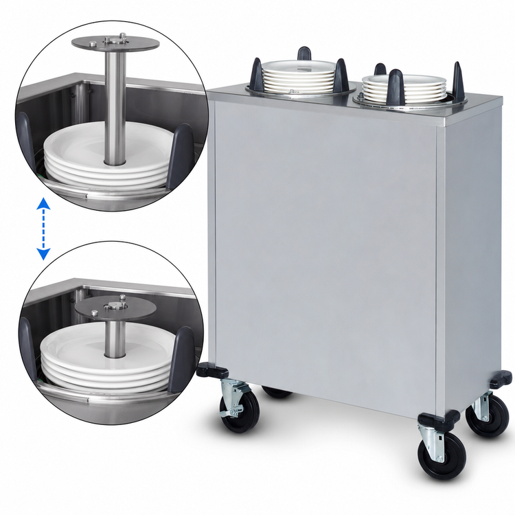 Product image #3 for Dinex Enclosed Mobile Unheated Two-Silo Plate Dispenser for 9-1/8 Inch Plates