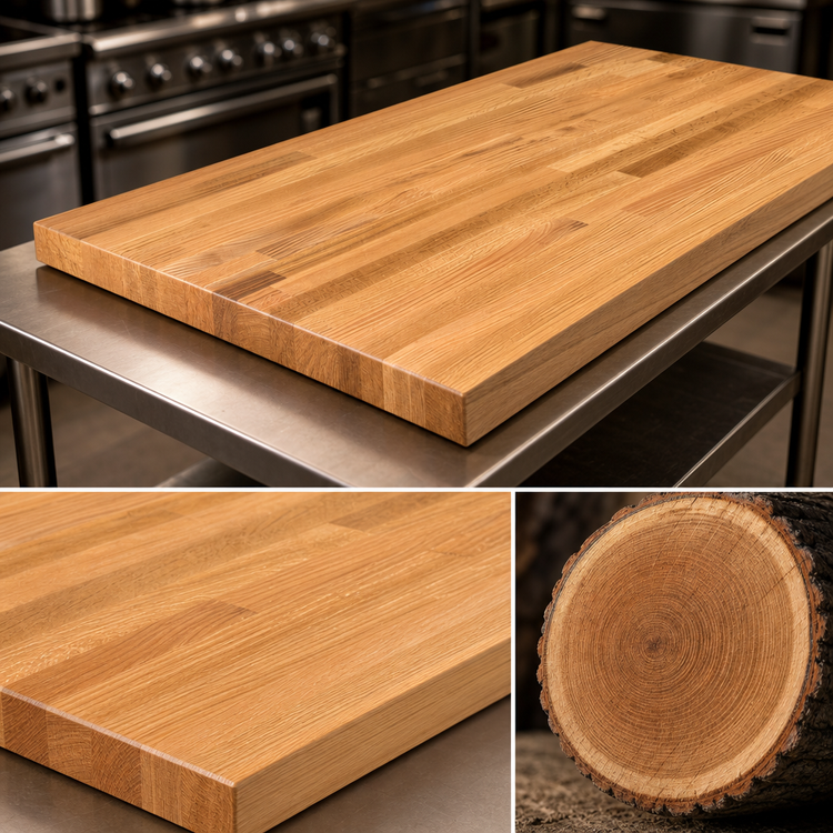 Product image #3 for John Boos Appalachian Red Oak Blended Edge Grain Island Countertop, 108 x 42 x 1-1/2 Inch, Varnique Finish