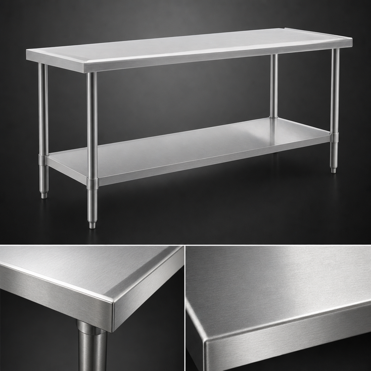 Product image #3 for Spec-Master Marine Series 108"W x 48"D Stainless Steel Work Table with Marine Edge