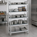 Thumbnail image #3 for Fermod Fermostock 5R68C83 5-Tier Stationary Starter Shelving Unit, 68" W x 22" D x 83" H, Gray Anodized Aluminum
